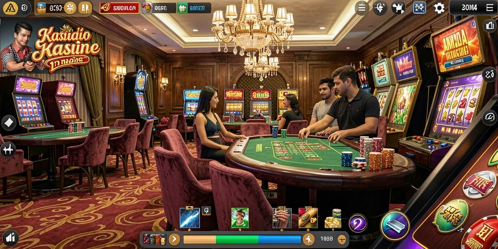 Pemandangan grafis yang memukau dalam game.